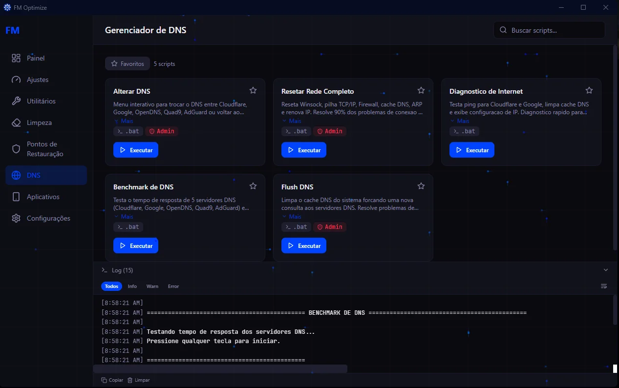 Execução de script com log em tempo real